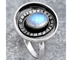 Natural Rainbow Moonstone Ring size-8 SDR116807 R-1080, 7x9 mm