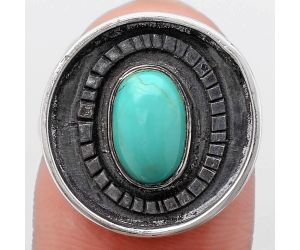 Natural Rare Turquoise Nevada Aztec Mt Ring size-7 SDR116891 R-1080, 6x9 mm