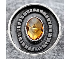 Faceted Natural Citrine Ring size-7 SDR116923 R-1080, 6x8 mm
