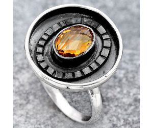 Faceted Natural Citrine Ring size-7 SDR116923 R-1080, 6x8 mm