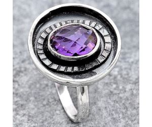 Faceted Natural Amethyst Ring size-8 SDR116939 R-1080, 8x10 mm