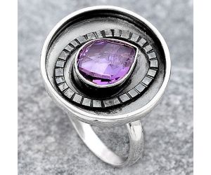Faceted Natural Amethyst Ring size-7 SDR116942 R-1080, 7x9 mm