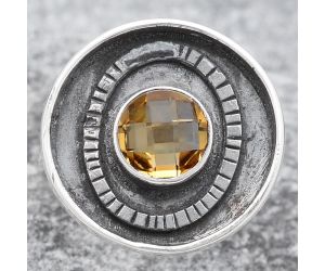 Faceted Natural Citrine Ring size-7 SDR116963 R-1080, 7x7 mm