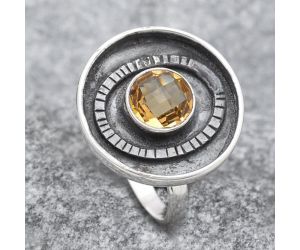 Faceted Natural Citrine Ring size-7 SDR116963 R-1080, 7x7 mm