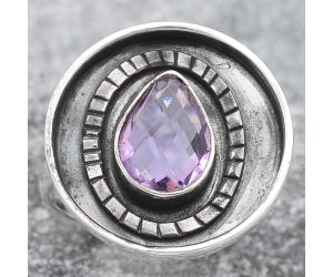 Faceted Natural Amethyst Ring size-7 SDR116967 R-1080, 7x9 mm