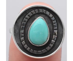 Natural Rare Turquoise Nevada Aztec Mt Ring size-9 SDR116975 R-1080, 7x10 mm