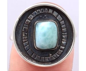 Natural Larimar (Dominican Republic) Ring size-9 SDR117000 R-1080, 6x8 mm