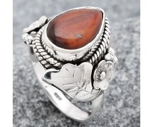 Natural Red Tiger Eye Ring size-7.5 SDR117408 R-1272, 8x12 mm