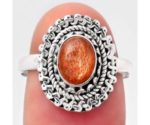 Natural Sunstone - Namibia Ring size-8 SDR119130 R-1279, 6x8 mm