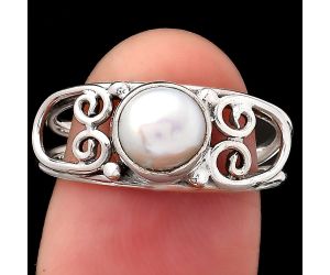 Adjustable Natural Fresh Water Pearl Ring size-7.5 SDR119246 R-1143, 7x7 mm