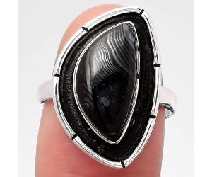 Crown Of Silver Psilomelane - Black Malachite Ring size-7 SDR119410 R-1688, 8x16 mm