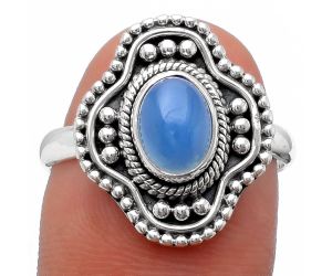 Natural Blue Chalcedony Ring size-8 SDR119932 R-1529, 6x8 mm