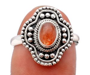 Natural Sunstone - Namibia Ring size-8.5 SDR119964 R-1529, 5x7 mm