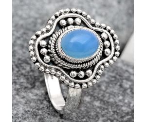 Natural Blue Chalcedony Ring size-8 SDR119972 R-1529, 6x8 mm