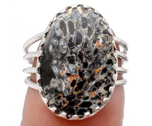 Natural Stingray Coral Ring size-7.5 SDR120387 R-1210, 14x20 mm