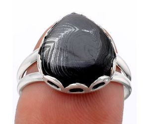 Crown Of Silver Psilomelane - Black Malachite Ring size-8.5 SDR120541 R-1428, 13x14 mm