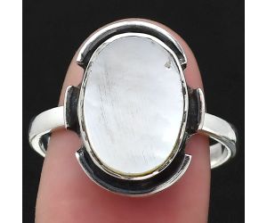 Natural Mother Of Pearl Ring size-8.5 SDR121544 R-1211, 10x14 mm