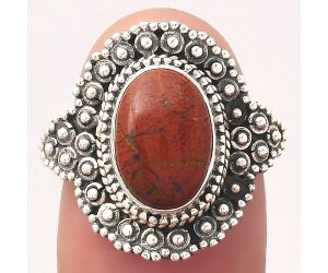 Natural Red Moss Agate Ring size-7.5 SDR122562 R-1124, 8x12 mm