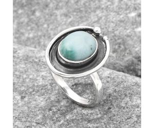 Natural Larimar (Dominican Republic) Ring size-7 SDR122910 R-1168, 9x11 mm