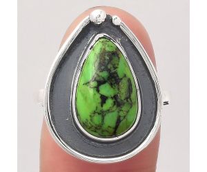 Natural Green Matrix Turquoise Ring size-7.5 SDR122937 R-1168, 9x15 mm