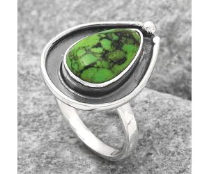 Natural Green Matrix Turquoise Ring size-7.5 SDR122937 R-1168, 9x15 mm