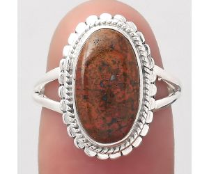 Natural Red Moss Agate Ring size-7 SDR123199 R-1393, 8x14 mm