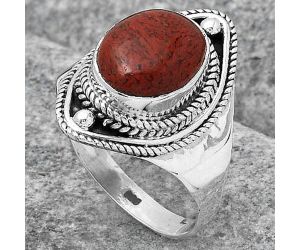 Natural Red Moss Agate Ring size-9 SDR123344 R-1258, 9x12 mm