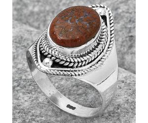 Natural Red Moss Agate Ring size-8.5 SDR123376 R-1258, 9x12 mm