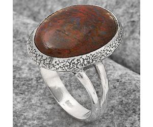 Natural Red Moss Agate Ring size-7.5 SDR123607 R-1307, 12x17 mm