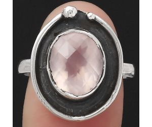 Faceted Rose Quartz - Madagascar Ring size-8 SDR123709 R-1168, 9x11 mm