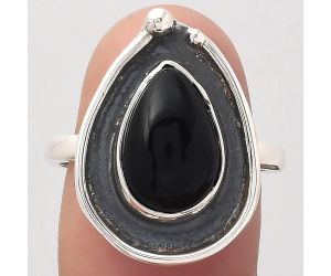 Natural Black Onyx - Brazil Ring size-8 SDR123731 R-1168, 8x12 mm