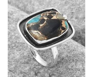 Shell In Black Blue Turquoise Ring size-8 SDR123766 R-1168, 12x17 mm