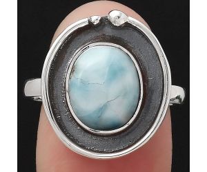 Natural Larimar (Dominican Republic) Ring size-8 SDR123775 R-1168, 9x11 mm