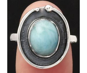 Natural Larimar (Dominican Republic) Ring size-8 SDR123778 R-1168, 9x11 mm