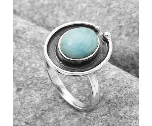 Natural Larimar (Dominican Republic) Ring size-8 SDR123778 R-1168, 9x11 mm