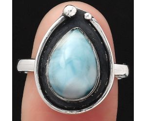 Natural Larimar (Dominican Republic) Ring size-8 SDR123817 R-1168, 9x13 mm