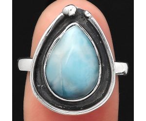 Natural Larimar (Dominican Republic) Ring size-8 SDR123849 R-1168, 9x13 mm