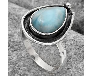 Natural Larimar (Dominican Republic) Ring size-8 SDR123849 R-1168, 9x13 mm