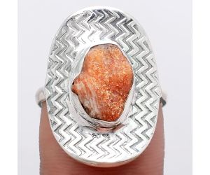 Natural Sunstone Rough Ring size-8 SDR125048 R-1376, 8x12 mm
