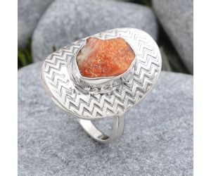 Natural Sunstone Rough Ring size-8 SDR125048 R-1376, 8x12 mm