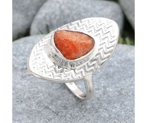 Natural Sunstone Rough Ring size-9 SDR125065 R-1376, 9x11 mm