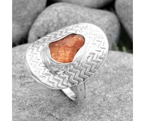 Natural Sunstone Rough Ring size-8 SDR125085 R-1376, 7x11 mm