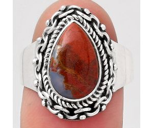 Natural Red Moss Agate Ring size-8 SDR125934 R-1667, 8x12 mm