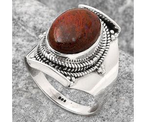 Natural Red Moss Agate Ring size-7.5 SDR126764 R-1397, 9x13 mm