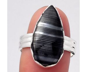 Crown Of Silver Psilomelane - Black Malachite Ring size-8 SDR127302 R-1338, 11x21 mm