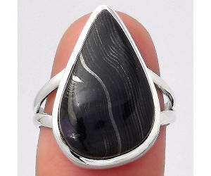 Crown Of Silver Psilomelane - Black Malachite Ring size-7 SDR127439 R-1005, 13x20 mm