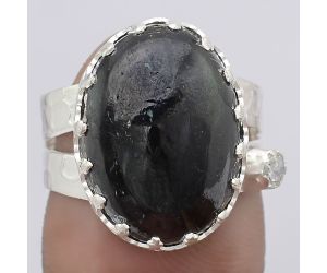 Natural Nuummite and Zircon Ring size-7 SDR127562 R-1568, 13x18 mm