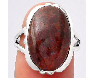Natural Red Moss Agate Ring size-7 SDR127890 R-1657, 12x19 mm