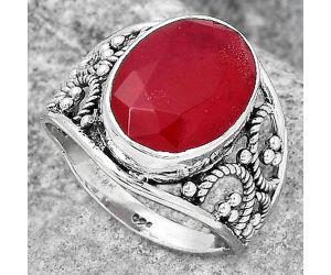 Lab Created Ruby Ring size-9 SDR128302 R-1379, 10x14 mm