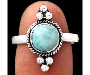 Natural Larimar (Dominican Republic) Ring size-8 SDR128744 R-1127, 8x8 mm